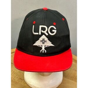 LRG Hat Men OSFA Black Red Lifted Research Group Snapback Tree Logo Flat Brim